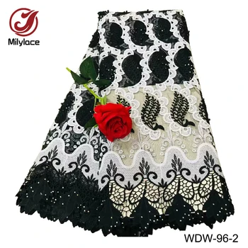 

Milylace high quality african lace fabric with rhinestones hot selling embroidery african lace fabric for party WDW-96