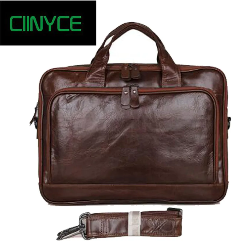 

Vintage Genuine Leather Men's 15.6" Laptop Totes Shoulder Male Cowhide Handbag Man Messenger Corss-body Business Briefcase Bags