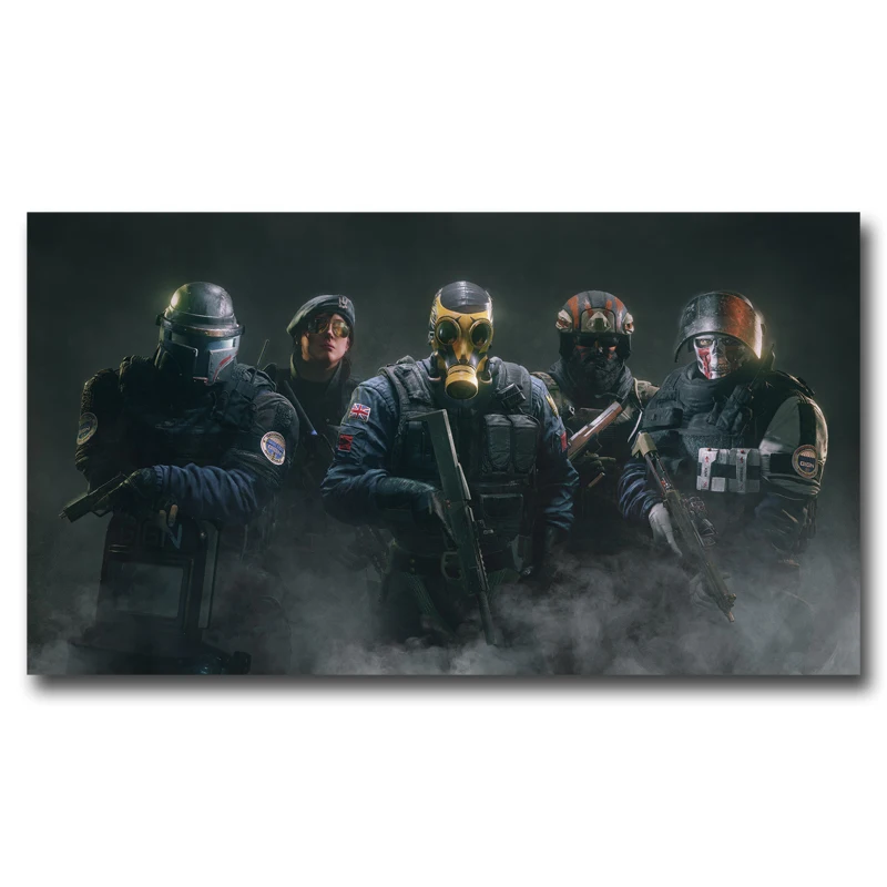 

FOOCAME Rainbow Six Siege CTU PC Games Weapon Art Silk Fabric Poster Prints Home Decor Painting 11x20 16x29 20x36 Inches