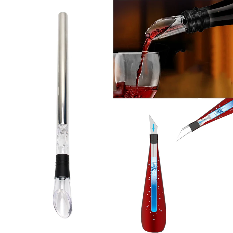 Stainless Steel Frozen Stick Ice Wine Chiller Stick With Wine Pourer Wine Cooling Stick Cooler