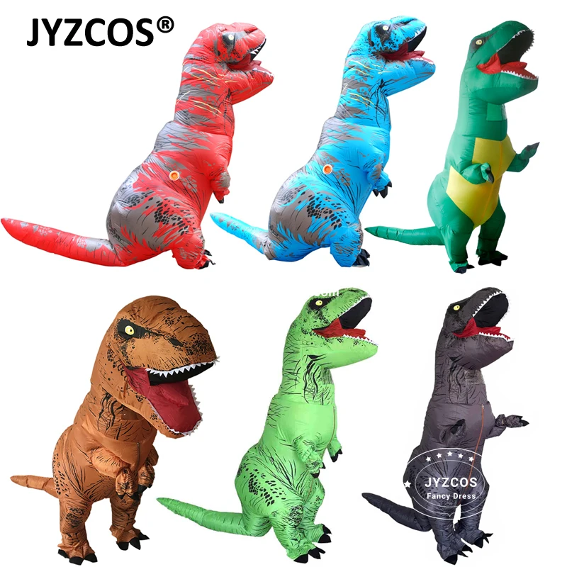 JYZCOS взрослых Фэнтези T REX надувной костюм Хэллоуин косплэй t костюмы тираннозавров динозавр партии нарядное платье для мужчин женщин - изображение