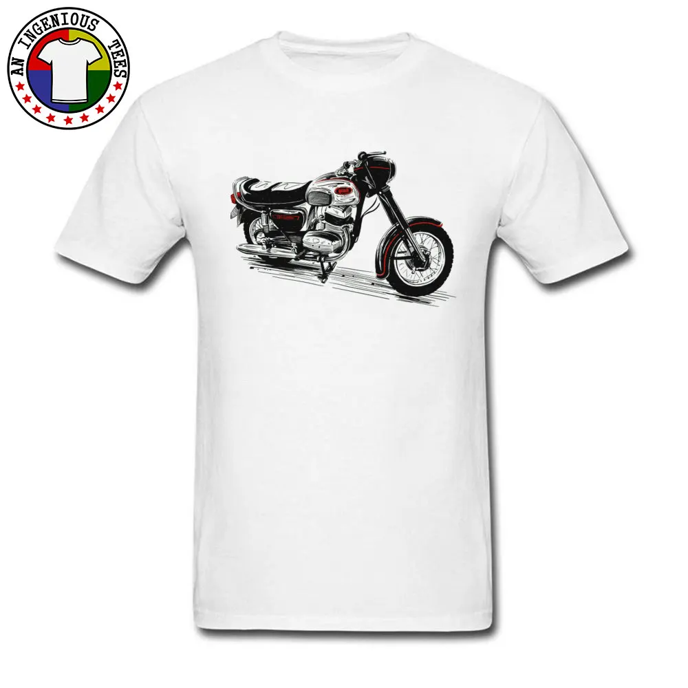 Unique Classic Motorcycle Short Sleeve Summer Autumn Tops Shirt New Arrival Crewneck Cotton Fabric T Shirt Student T Shirt Classic Motorcycle white