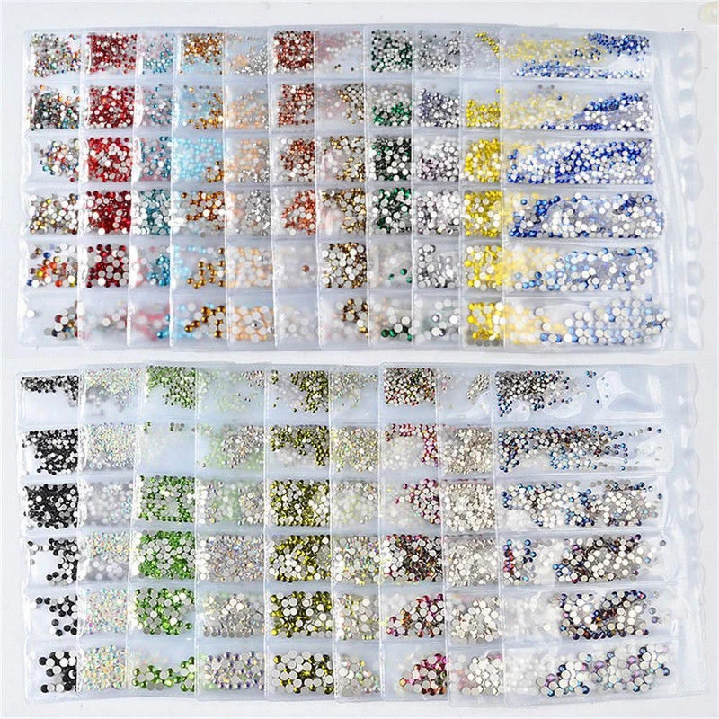  1 Bag 3D Acrylic Flat Back Nail Art Rhinestones Crystal Mixed Size AB Colorful Nail Studs DIY Rhine