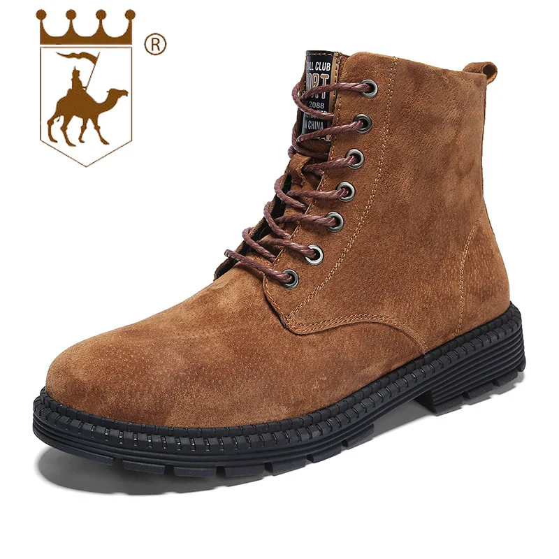 

BACKCAMEL Large Size 37-47 Leather Men's Boots High-top Casual Shoes Breathable Wear-resistant Non-slip Footwear High Quality