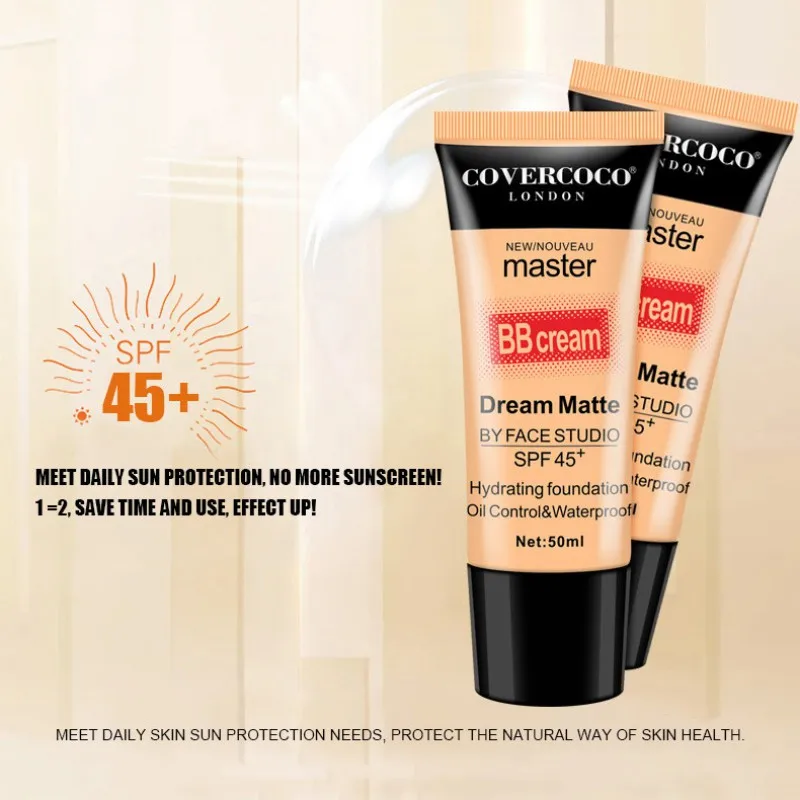 50ml New Face Makeup Full Cover BB Cream Moisturizing Brighten Skin Color Concealer Foundation Make Up Beauty |