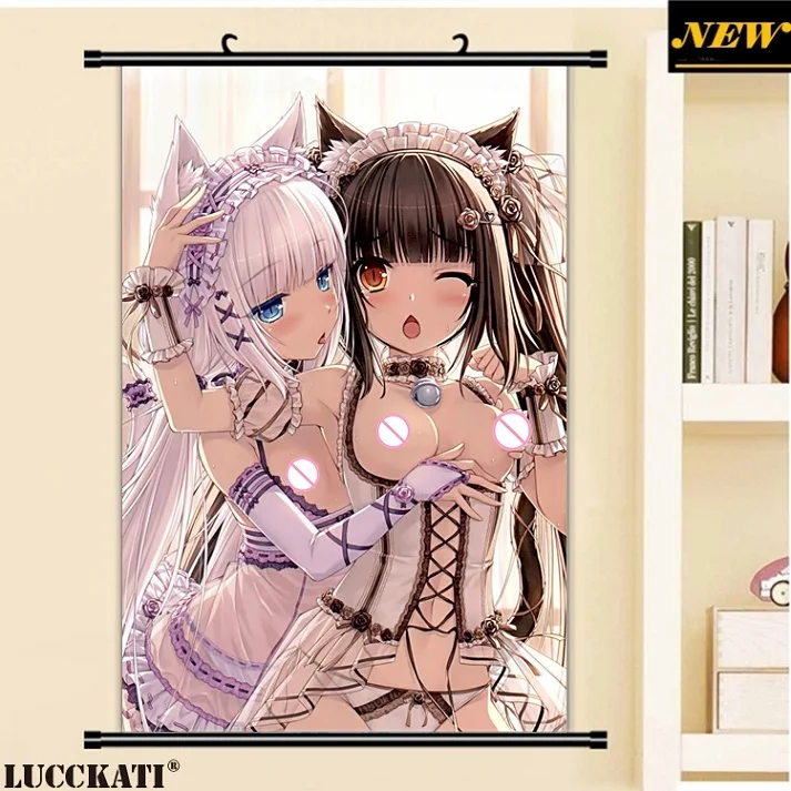 40X60 см Neko Para nekopara животные уши nekomimi хвост соски лоли мультфильм аниме Настенная картина Фреска плакат прокрутки холст живопись - Цвет: D