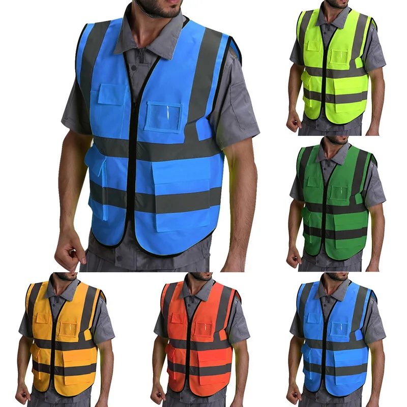 

High Visibility Reflective Safety Vests Unisex Work Reflective Vest Multi Pockets Workwear Safety Waistcoat Men Safety Vest