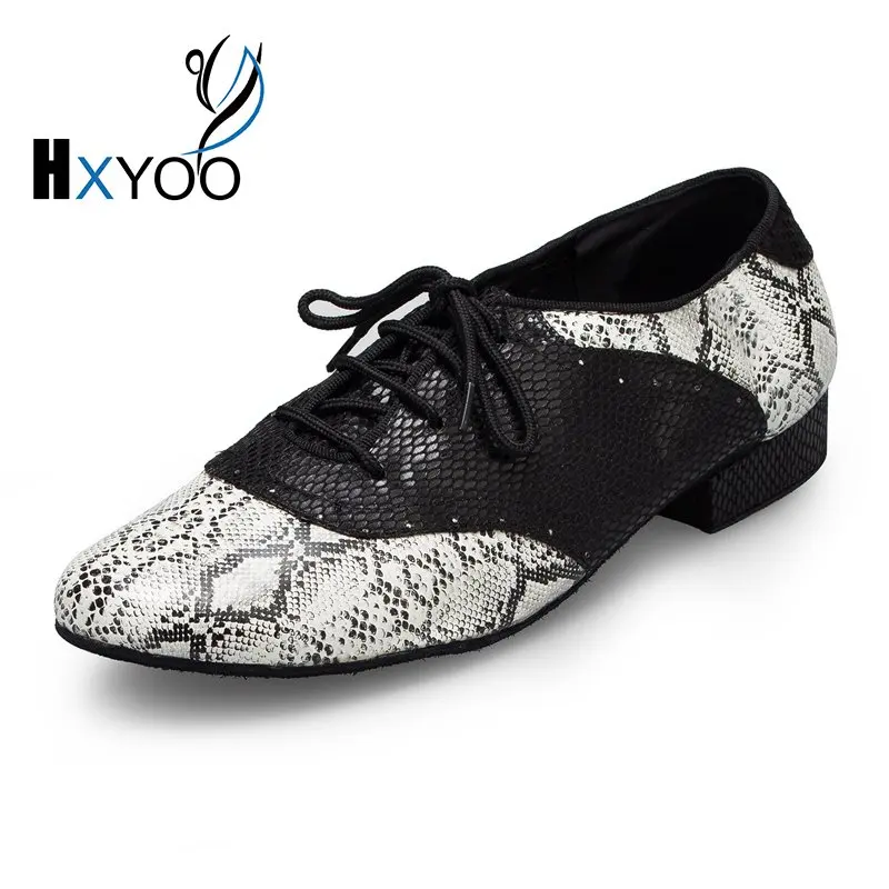 XHYOO 2017 Snakeskin Pattern Latin Dance font b Shoes b font Men Lace Up Ballroom Dancing