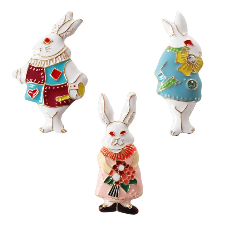 

1PCS Alice in Wonderland Mr. Rabbit Fashion Anime Brooches Alloy Wedding Pin Cartoon Brooch Badge Pins Gift New