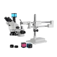 3.5X-90X Simul-Focal Double Boom Stand Stereo Trinocular Microscope 14MP HDMI Camera 144pcs Led Microscope Accessories цена 3.5X-90X Simul-Focal Double Boom Stand Stereo Trinocular Microscope 14MP HDMI Camera 144pcs Led Microscope Accessories цены онлайн