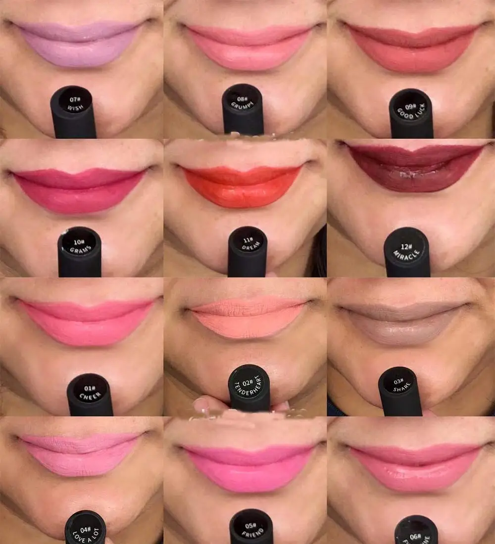 NICEFACE Помада для губ жидкая матовая 12 цветов набор для макияжа телесный водонепроницаемый стойкий блеск для губ антипригарная чашка жидкая помада набор