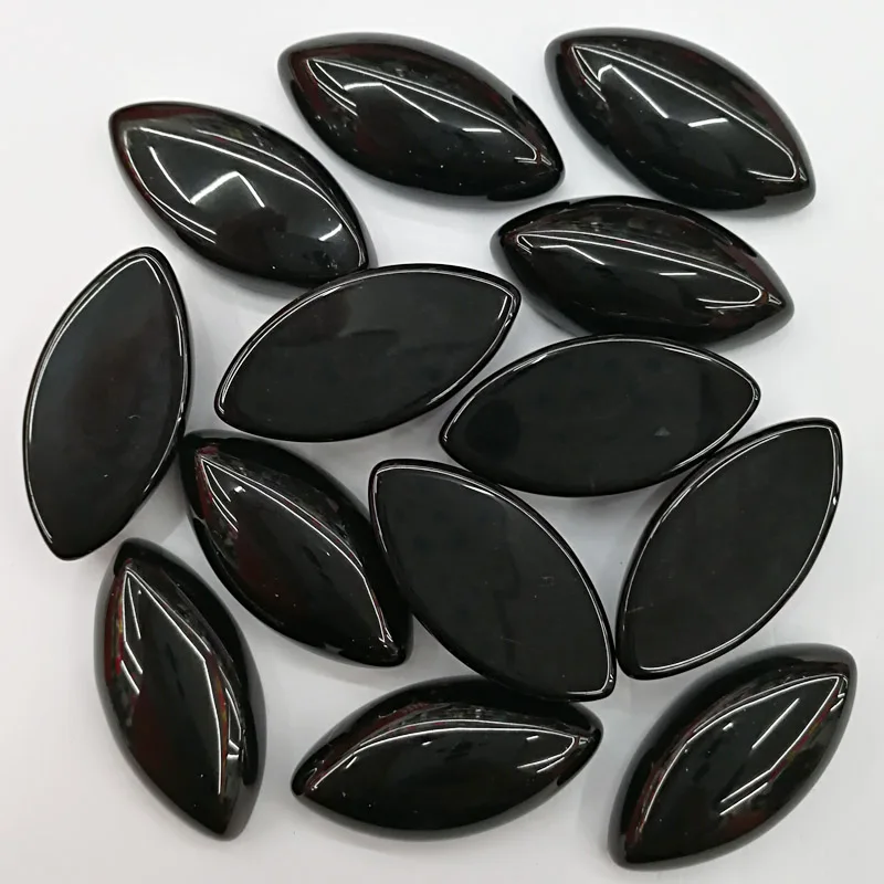 Wholesale 15*30*7mm natural black onyx stone beads marquise shape CAB CABOCHON teardrop loose beads Free shipping 12pcs/lot