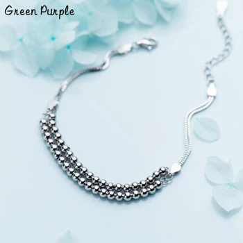 

Layered Bracelet Silver 925 Beads Jewelry Charm Bracelet Bijoux Minimalism Bangles Vintage Bohemian Joyas Silver Women Bangles