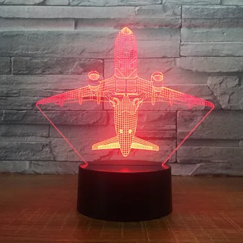 

LED airplane shape touch color 3D night light 7 color plug-in bed lamp table lamp 1782