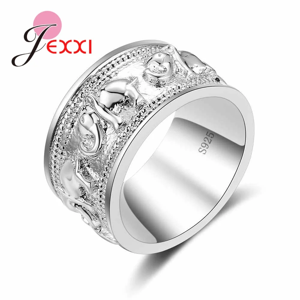 

New Punk Tendy 925 Silver Ring For Lover Vintage Engagement Elephant Shape Steel Ring for Men & Women lord Wedding