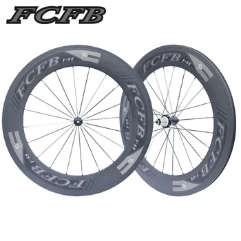 

2017 NEW FCFB Carbon Road Wheelset 700C Powerway R36 Carbon Wheels 88mm Clincher V shape clin steel bearing ems shipping