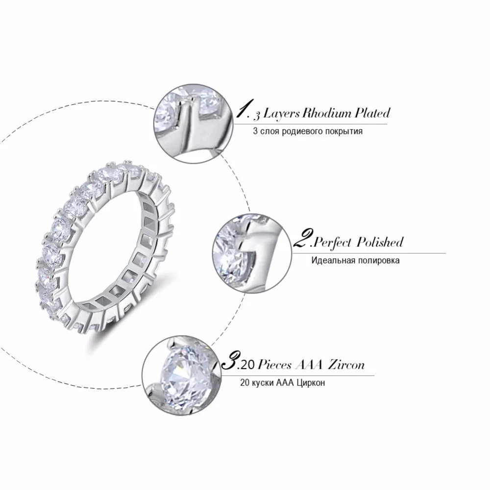 ORSA JEWELS Luxury Austrian Crystal Finger Eternity Ring with Purple or Clear AAA Cubic Zirconia Silver Color Ring Jewelry OR31