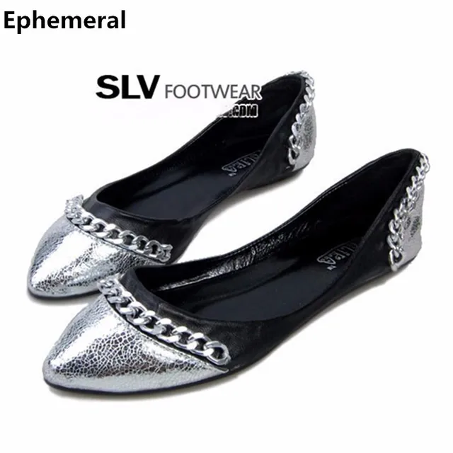 US $21.74 13% OFF|Damen vintage schuhe frau wohnungen keine fersen für sommer kette spitz slip ons plus größe 45 46 34 kaffee silber schwarz neuen US $21.74 13% OFF|Damen vintage schuhe frau wohnungen keine fersen für sommer kette spitz slip ons plus größe 45 46 34 kaffee silber schwarz neuen