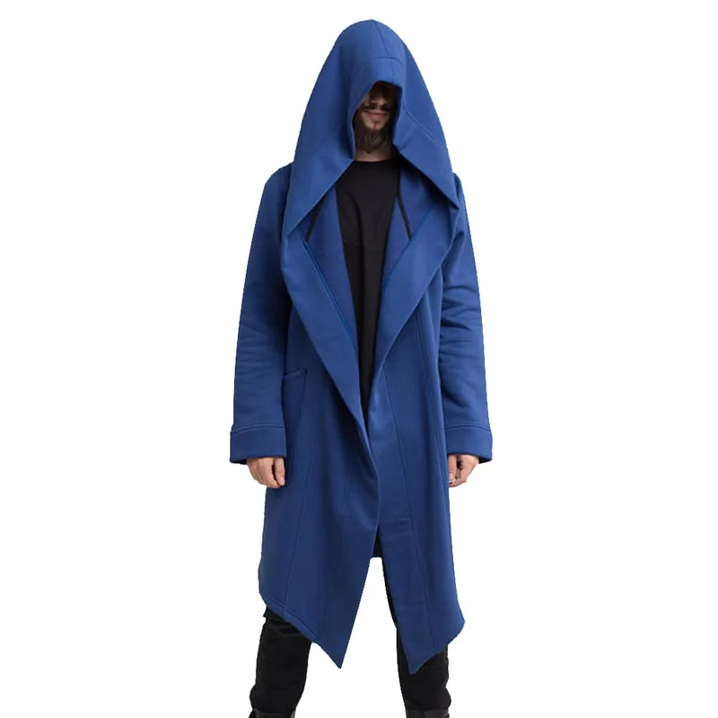 Laamei الخريف الشتاء هوديس طويلة سترة معطف عارضة الهيب هوب الصلبة سترة مع جيب الذكور مقنعين يتأهل أبلى الملابس