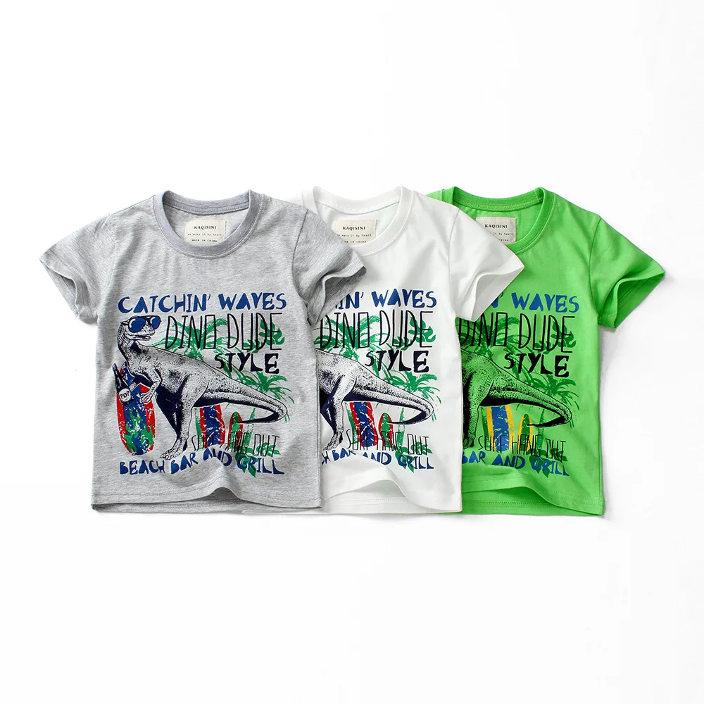 

Boys Girls Summer T shirts Dinosaur Print Children Tops Cotton Shirts Baby Tees Clothing 2019 Kids Cartoon T shirts Clothes