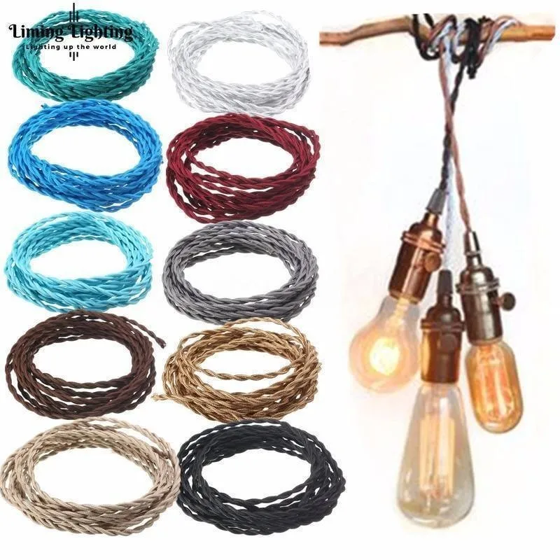  2*0.75mm Twisted Electrical Wire Rope Beige Textile Electric Cable Crafting Rope Twisted Rope Braid - 32944793476
