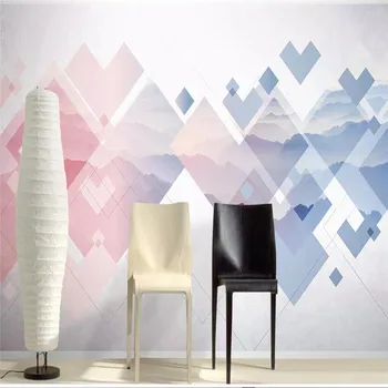 

New Chinese ink landscape geometry simple modern TV background wall professional custom mural wallpaper custom poster photo wall