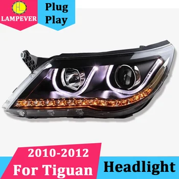 

2010-2012 Year For vw tiguan headlights U Angel Eyes car head lamp LED DRL Bi-xenon Double lens parking H7 led headlight Front