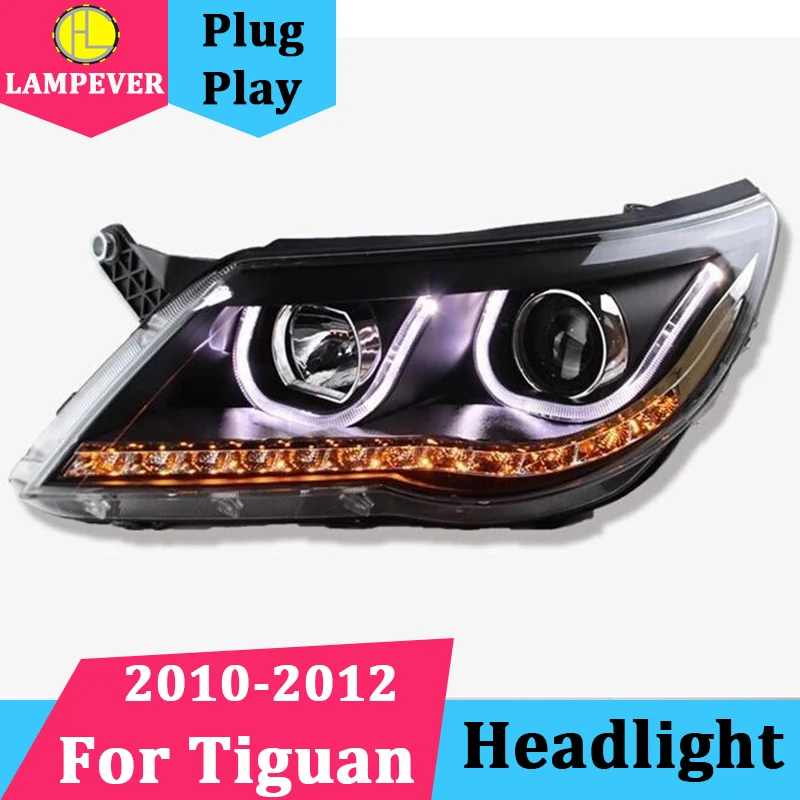 2010 2012 год для vw tiguan фары U Ангельские глазки автомобильный Головной фонарь