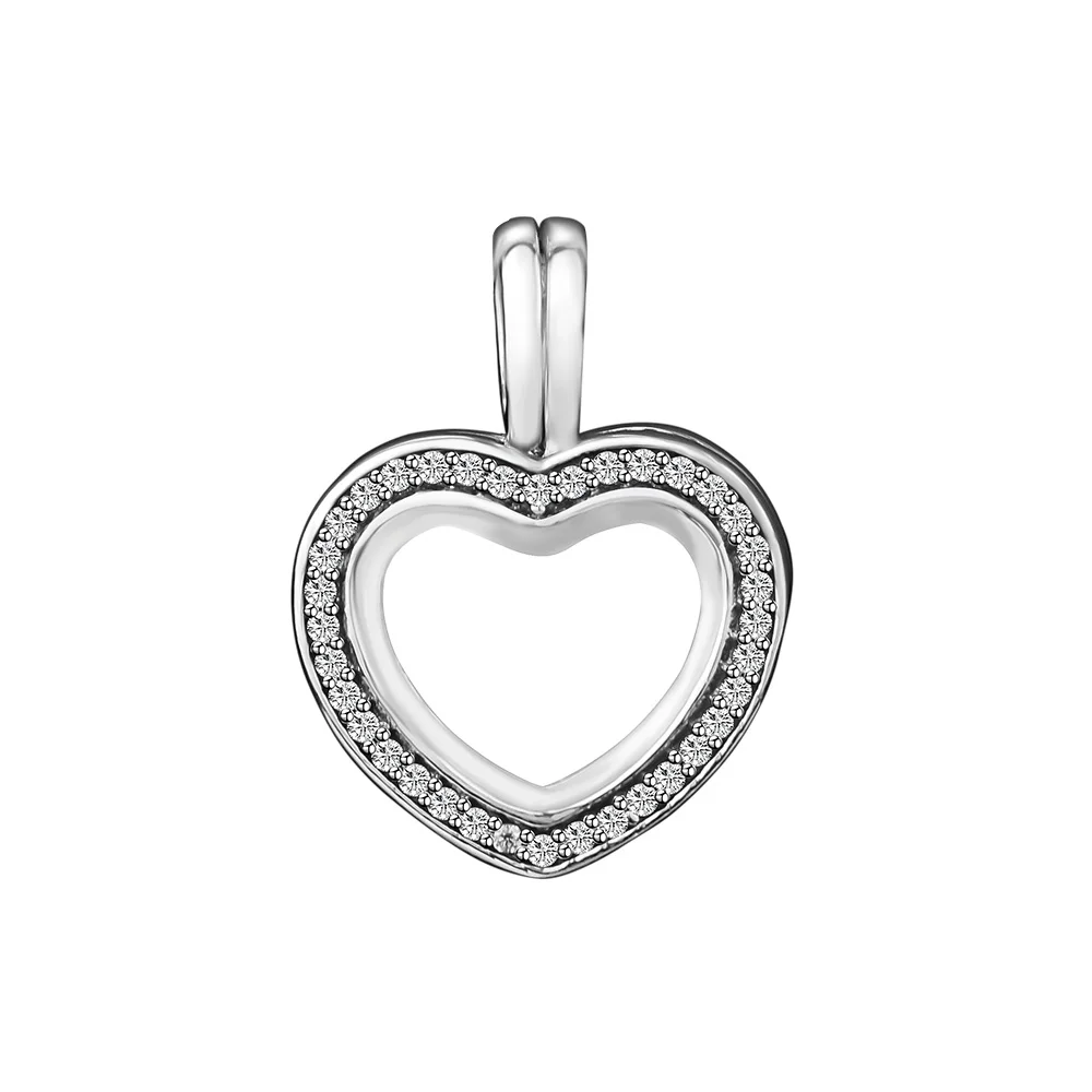 

Fits For Pandora Charms Bracelets Sparkling Signature Floating Heart Locket Beads 100% 925 Sterling-Silver-Jewelry Free Shipping