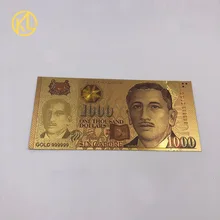 1 шт. Сингапур 1000 долларов золотой фольги Platic банкноты поддельные деньги золотые банкноты для сувениров Коллекция украшения