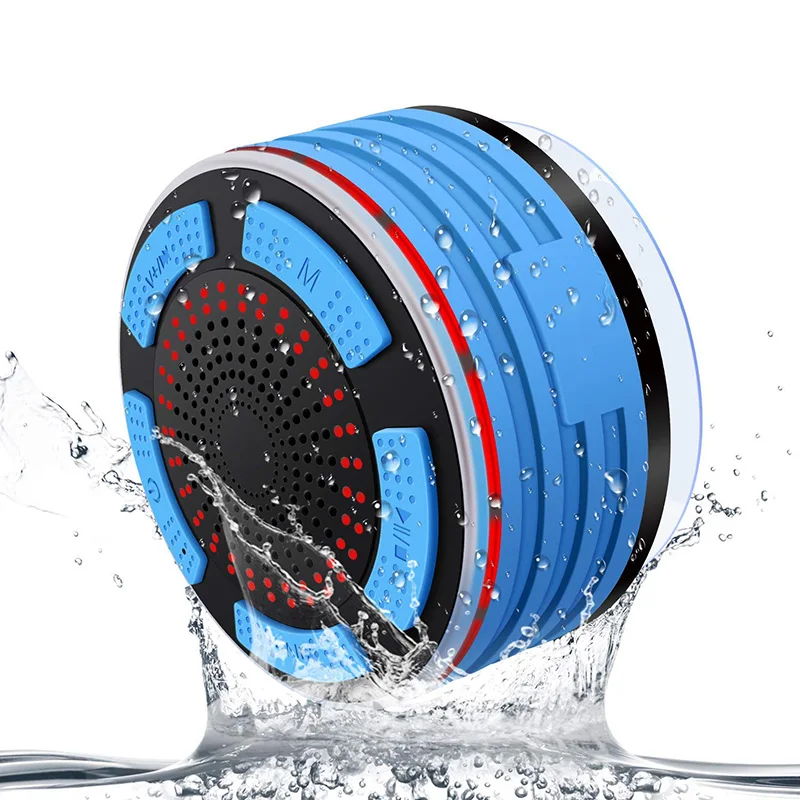 

Bluetooth Shower Speaker IPX 7 Waterproof, Wireless Bathroom Speaker with FM Radios, LED Light, Suction Cup, Portable Speakers