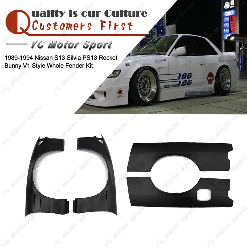 

FRP Fiber Glass Fender Kit 4pcs Fit For 1989-1994 S13 Silvia PS13 Rocket Bunny V1 Style +50mm Front +80mm Rear Over Fender Flare