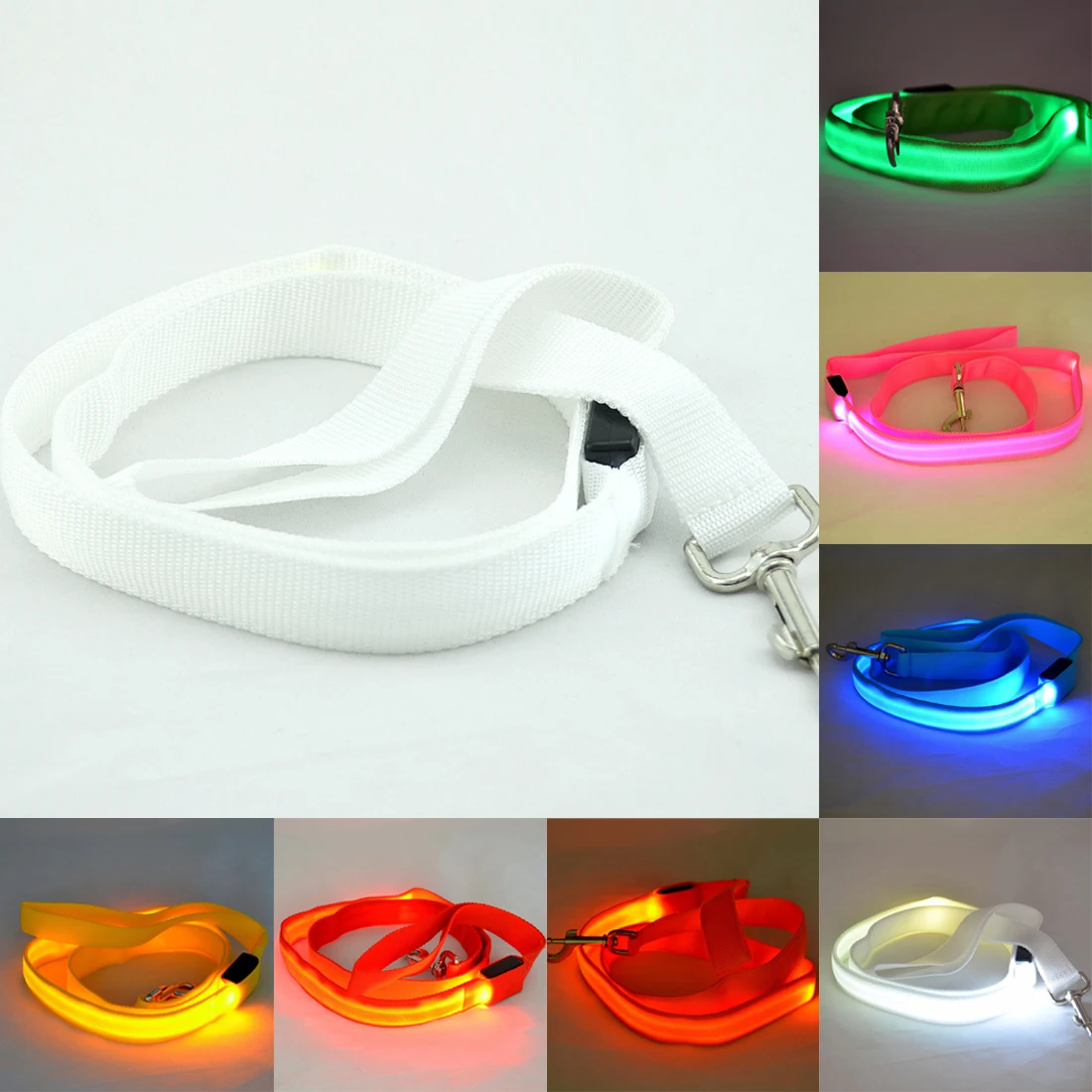 Nylon LED Light Up Dog Leash Night Safety LED Flashing Glow In Dark Dog