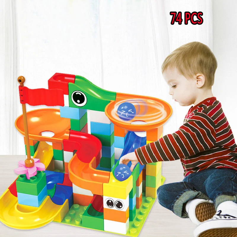 DIY Colorful Funnel Slide Brick Building  Model Blocks Toy  Marble Race Run Maze Ball Track Compatible Legoingly Duplo Block 