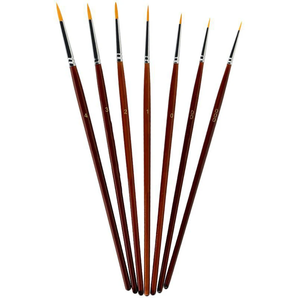 

7Pcs/set Professional Paint Brush Set Sable Hair Detail 7 Miniature Acrylic Nail Brushes Art Painting Drawing Brushes Pen