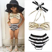 Дети Девочка Лук Танкини бикини костюм кисточкой Цветочный купальник, одежда для плавания повязка на голову купальный костюм