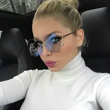 Крутые Серые Ретро солнцезащитные очки для женщин без оправы многоугольные оттенки женские роскошные брендовые дизайнерские солнцезащитные очки для вождения женские Oculos De Sol