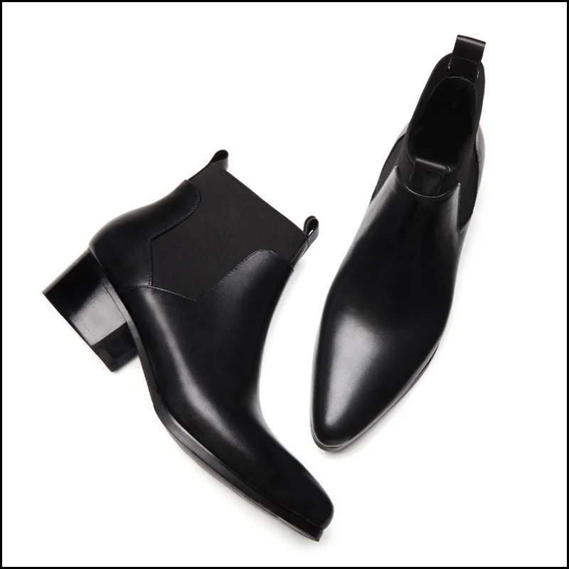 Новое поступление дизайнер человек на высоком каблуке Челси обувь для верховой езды из натуральной кожи Острый носок Для мужчин ковбойские свадебные ботильоны SS280