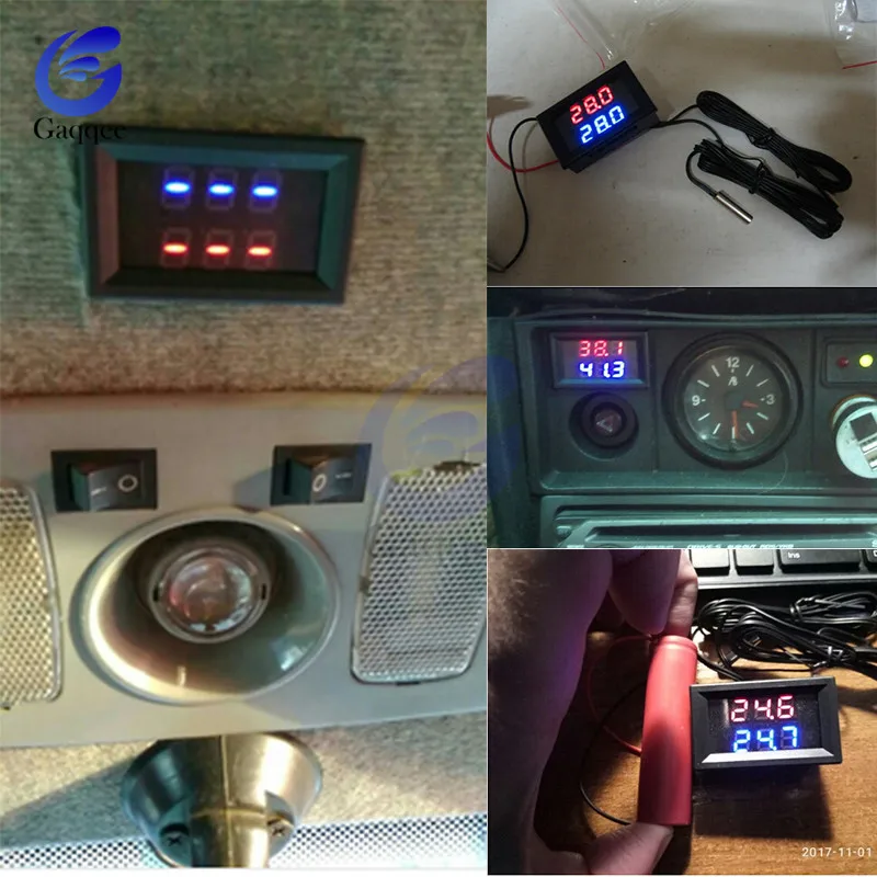 DC 4V 28V Mini Dual Дисплей цифровой Температура Управление Термометр датчик