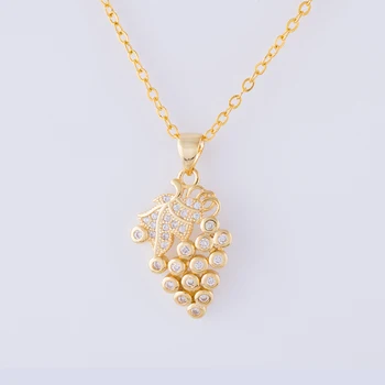 

Hot Trendy Jewelry Cute Zircon Grape Charms Necklaces & Pendants For Women Wholesale Gold Color Pendant With Chains Bijoux Colar