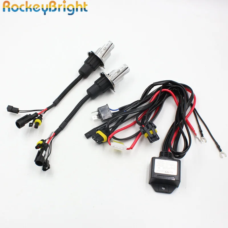 

Rockeybright 35w H4 Bi-xenon headlight bulbs+H4-3 hid bulb controller for car h4 hi/lo xenon headlamp relay cable wiring harness