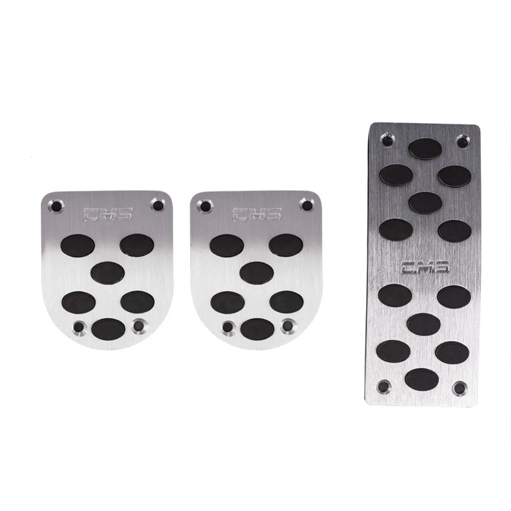 Manual Car Silver Pedals Pads Cover Auto Gas Brake Metal Pedal Non Slip