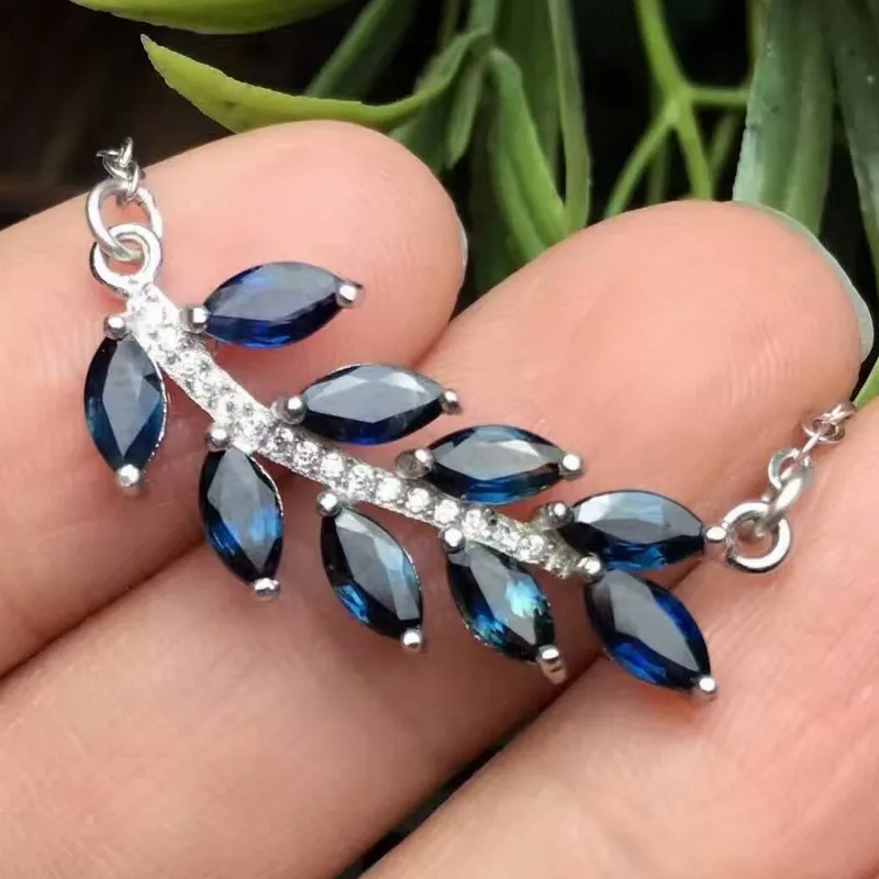 natural sapphire pendant 925 sterling silver natural blue gemstone