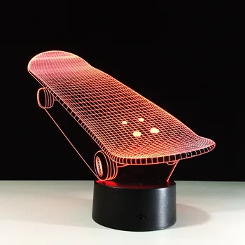 

3d Lamp Skateboard 7 Color Led Night Lamps For Kids Touch Led Usb Table Lampara Lampe Baby Sleeping Nightlight Led Lamp Usb