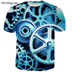 Новейший дизайн 3D Печатный механический Geer Футболка мужская/wo Мужская крутая Панк футболка Топы Juvenil Мальчики уличная одежда Одежда