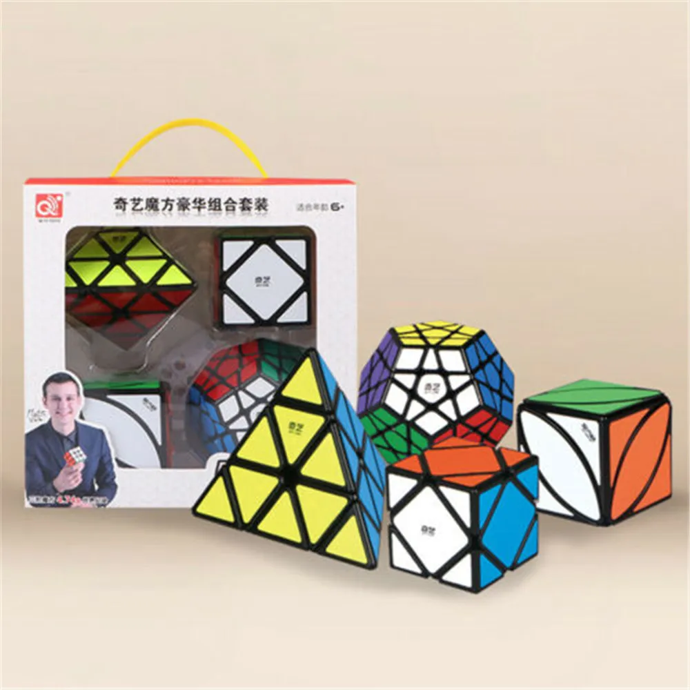 Goedkoop QIYI Piramide Skew Esdoorn bladeren Megaminx Pak Set geschenkdoos Magische Kubus Snelle Ultra Smooth Speed Puzzel Cube Kids speelgoed Gift