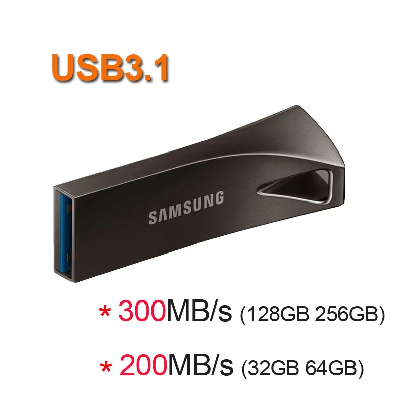 SAMSUNG флэш-накопитель USB 32 Гб 64 Гб 128 ГБ 256 ГБ USB 3,1 3,0 Металлический Мини-накопитель Флешка карта памяти устройство для хранения U диск - Цвет: Черный