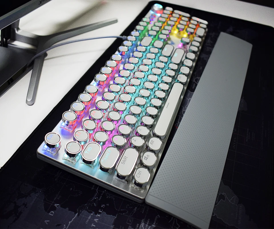 Стимпанк настоящая механическая клавиатура игровая RGB подсветка анти-ореолы макро клавиши Удобная Поворотная кнопка для настольного ноутбука