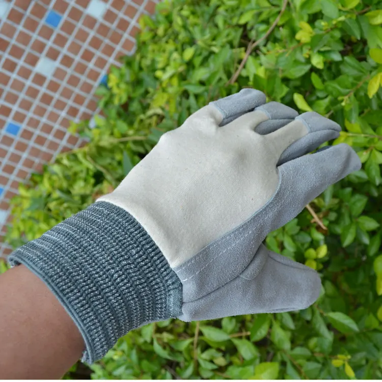 

Free shipping hot selling 2 pairs quality Japanese styles cow split leather working gloves safety protecting gardening gloves