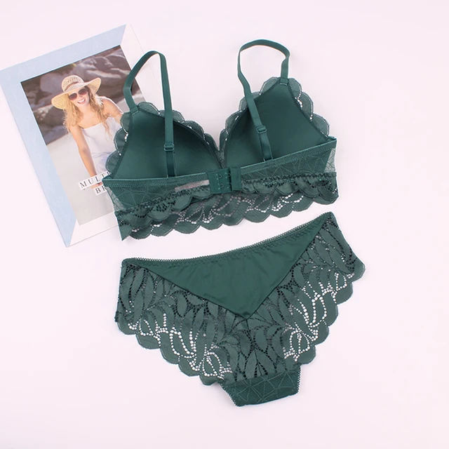 Willow Leaves Pattern Lace Soft Cup Ultra Thin Lined Wireless Bra and  Panties Set Lacy Underwear Women Lingerie 2019 New Fashion - AliExpress
